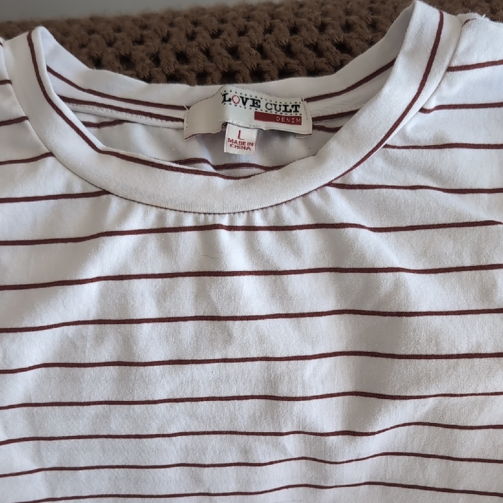 Kids Striped White and Brown Shirt